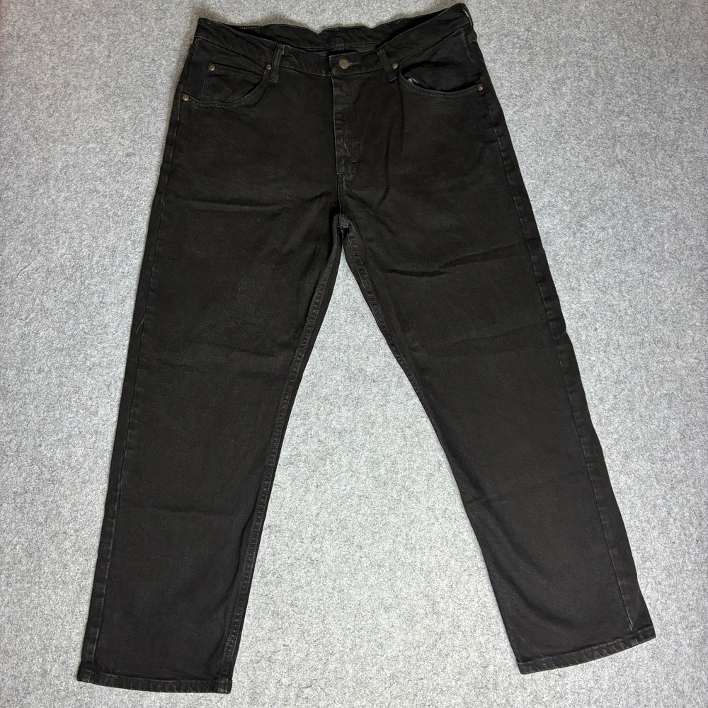 Wrangler Mens 35x29 Premium Quality Black Straight Leg Jeans Work Classic Fit